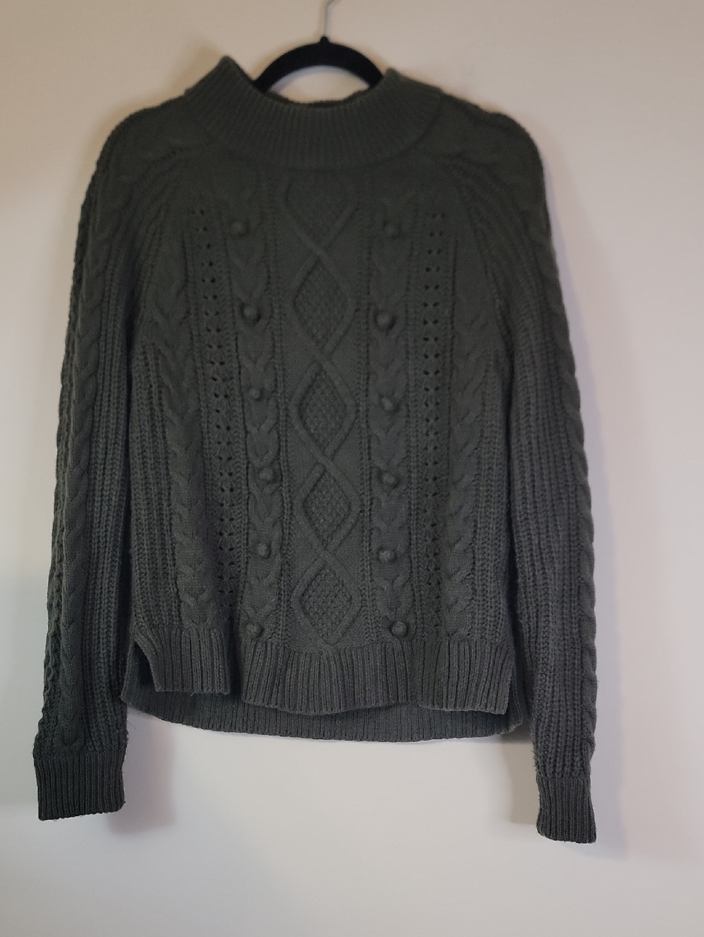 J. Crew Olive Cable-Knit Mock Neck Sweater - Women